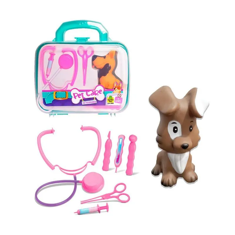 Kit Maleta Pet Care Veterinária De Brinquedo Infantil