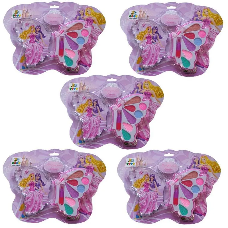 Kit 5 Maquiagem Para Bonecas Infantil Sombra E Batom