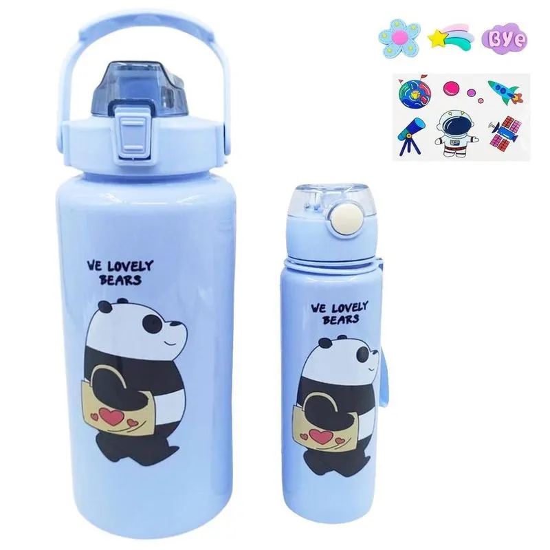 Kit 2 Garrafasazul Claro We Lovely Bears Ursinhos 2l E 700ml