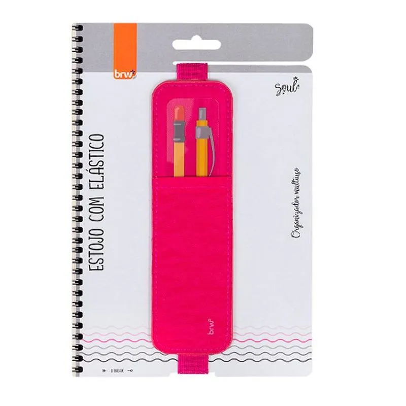Estojo De Nylon Elástico Para Caderno - Rosa