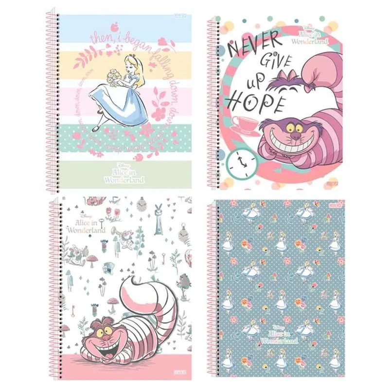 Caderno Unv Espiral Capa Dura Alice In Wonderland 160F 10Mat
