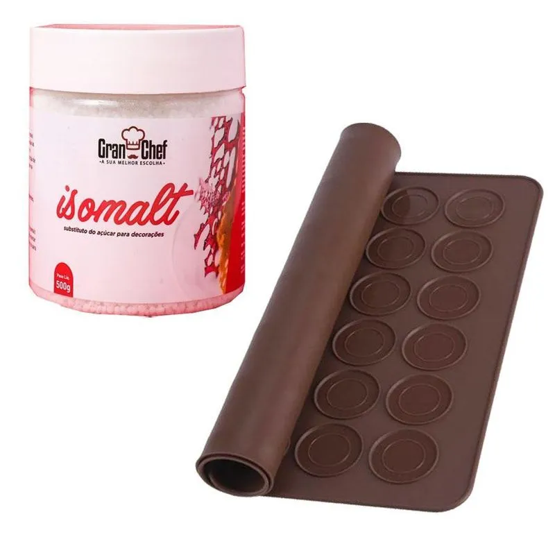 Kit Confeitaria Isomalt 500g + Tapete De Silicone Macaron