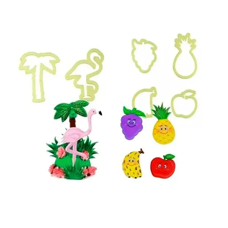 Kit Cortador Biscuit Frutas E Flamingo Tropical Confeitaria