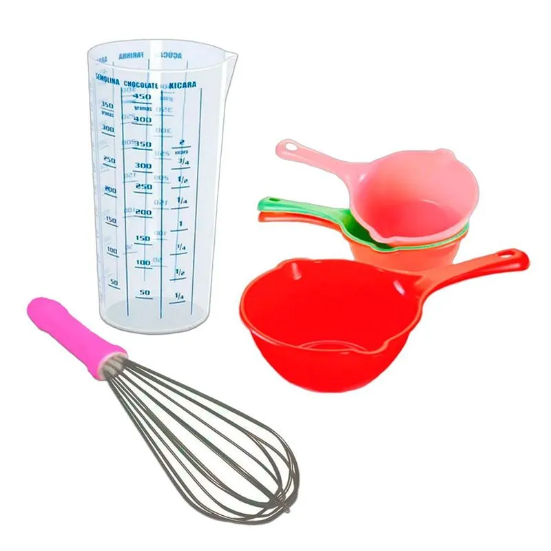 Kit Confeiteiro Batedor + Copo De Medidas + Panelinha