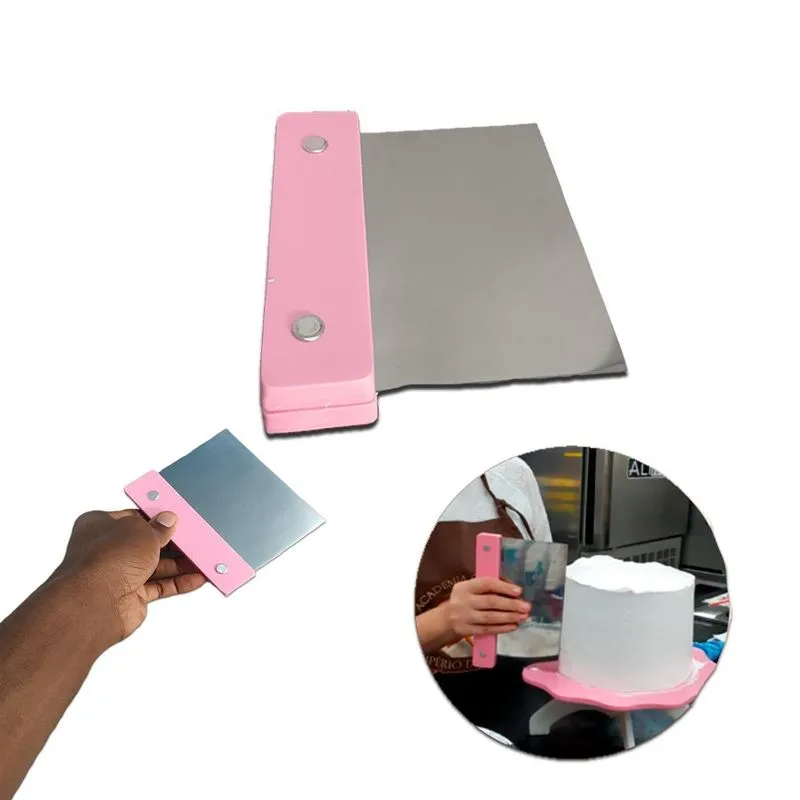 Espátula Inox Raspador De Confeitaria De Massas Rosa
