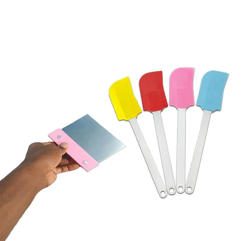 Kit Confeiteiro Espátula De Silicone E Raspador Inox