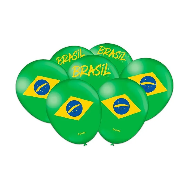 Balão Decoração Brasil 2022 25un Festcolor Verde Festa