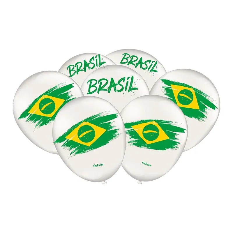 Balão Festa Decoração Brasil 2022 25 Un Branco Copa Do Mundo