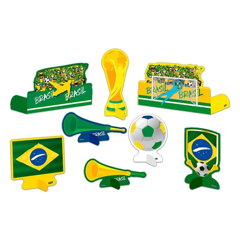 Kit Decoração De Mesa Festa Brasil Copa Do Mundo 2022 - 8 Un