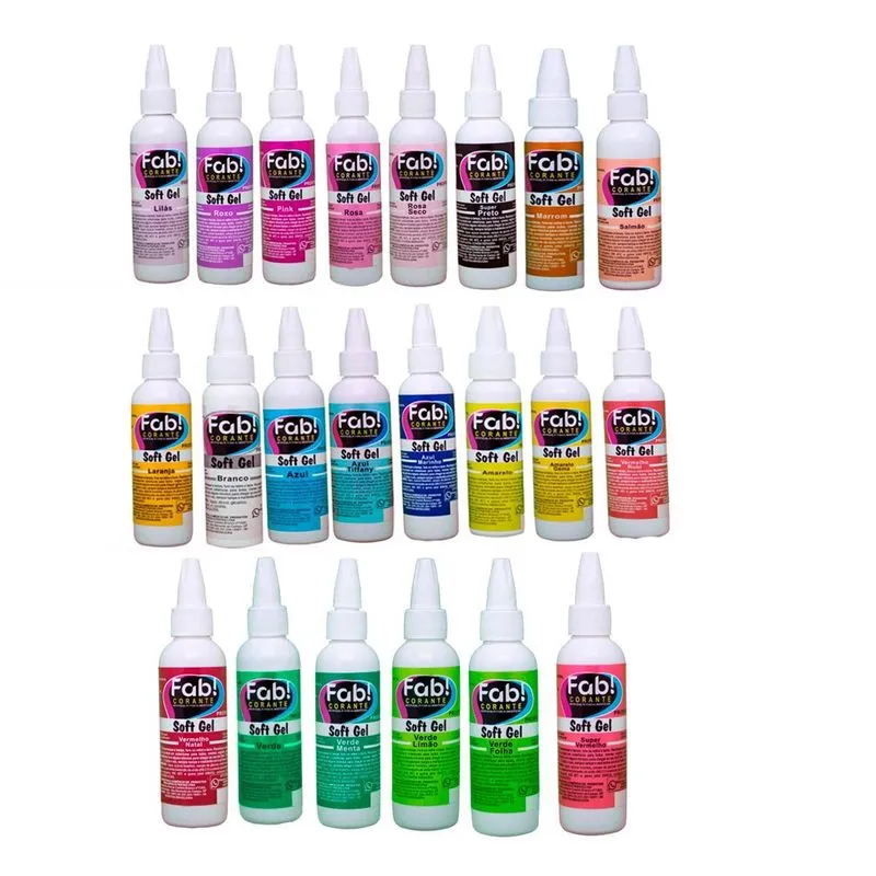 Kit 5 Corantes Soft Em Gel Fab Confeitaria Para Bolos