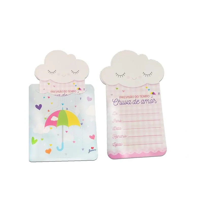 Convites De Aniversário Chuva De Amor Junco Com 8 Un