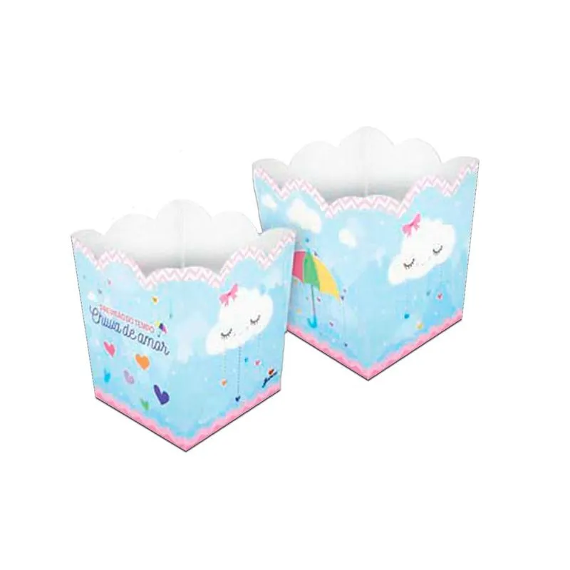 Kit Caixa Cachepot De Festa Chuva De Amor Com 8un