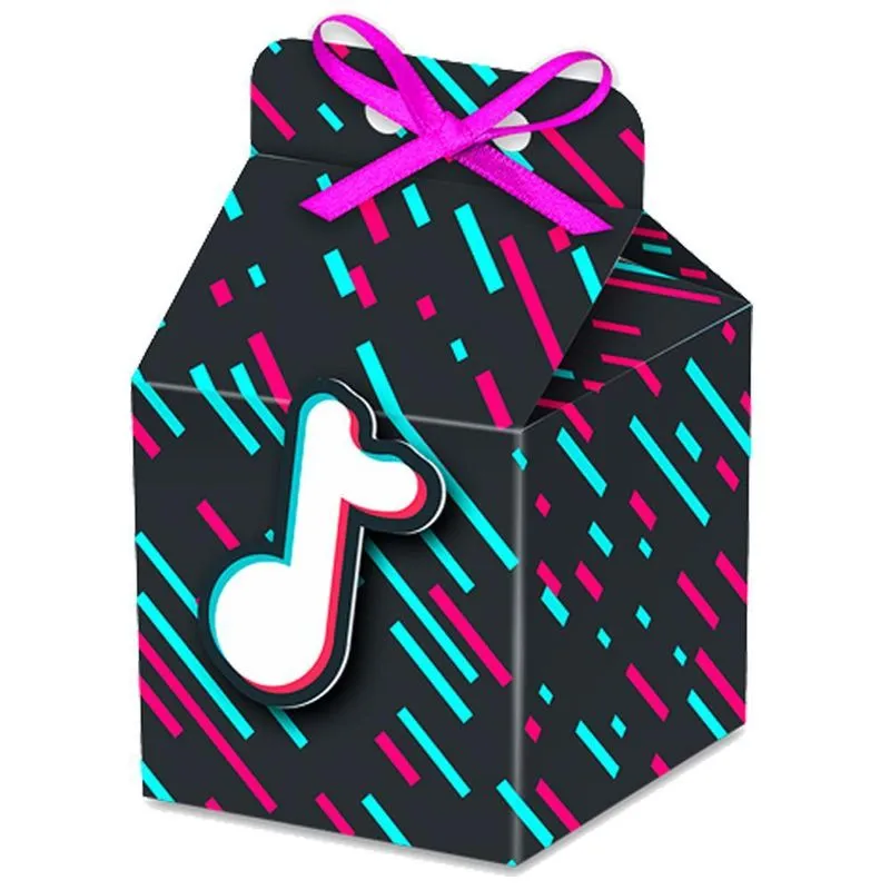 8 Caixa Milk Music Move Tok Decoração Aniversário Fita Cetim