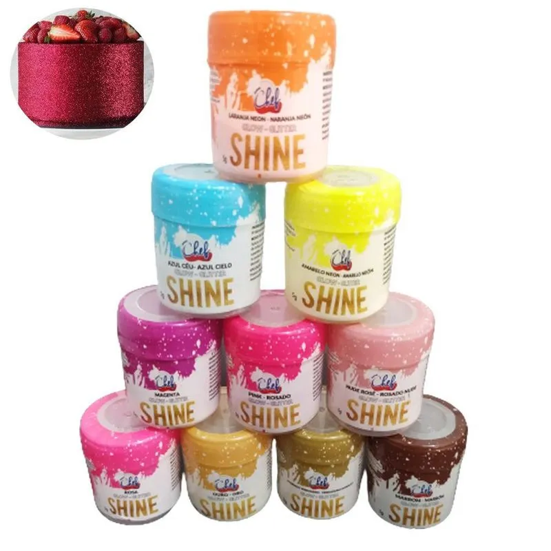5 Glitter Comestível Chef Shine 5g Decoração De Bolos