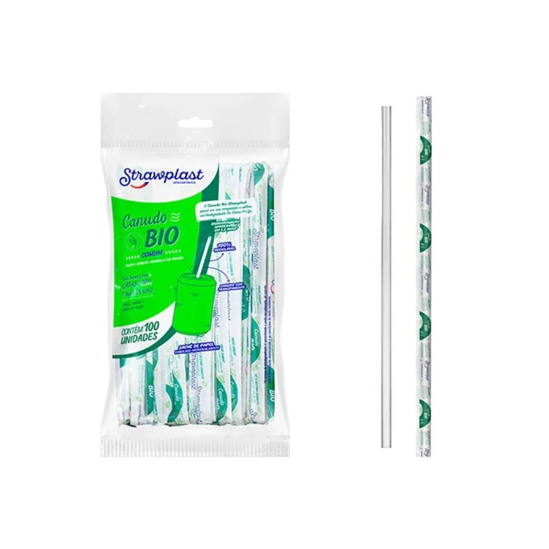 Canudo Biodegradável 100 Un Strawplast Decoração De Festa