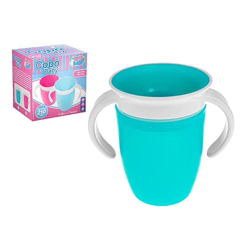 Copo De Treinamento De Silicone Antivazamento 210ml - Azul