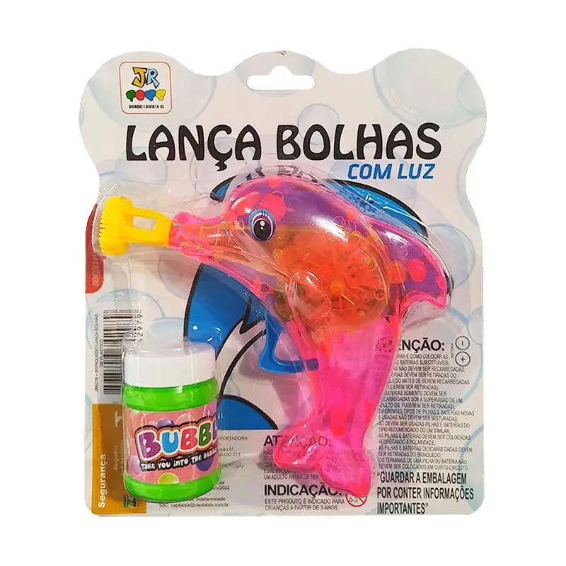 Lança Bolhas De Sabão Com Luzes Golfinho Rosa