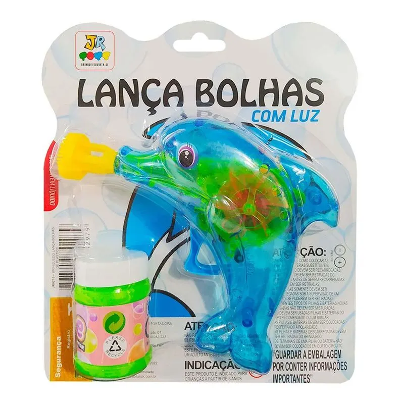 Lança Bolhas De Sabão Com Luzes Golfinho Azul
