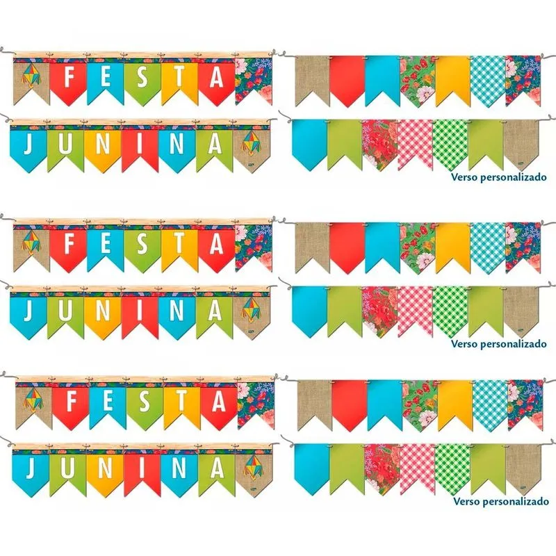 5un Bandeirinhas Festa Junina Faixa Decorativa Colorida