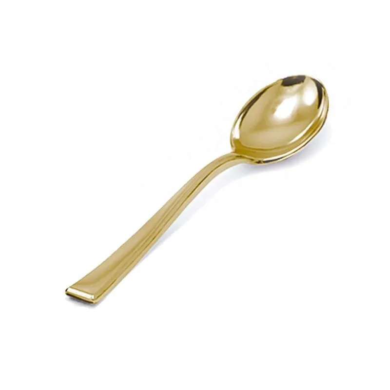 8un Colher De Sobremesa Linha Gold Premium Dourado