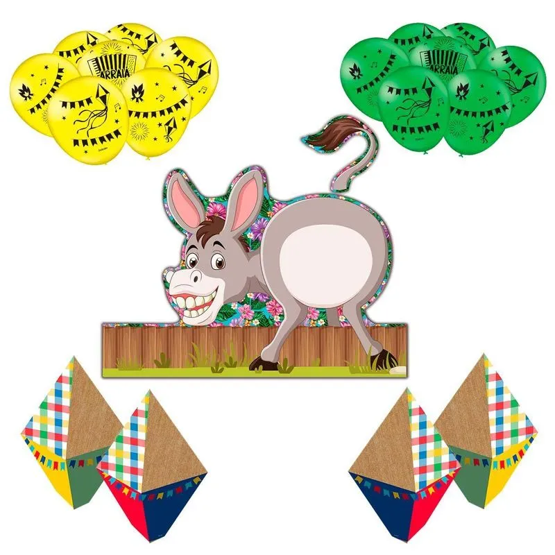 Kit Painel Rabo De Burro + Balões Festa Junina Divertida