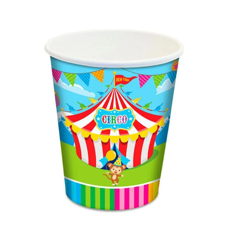 Copos Descartáveis Circo 180ml Com 8un Junco Azul