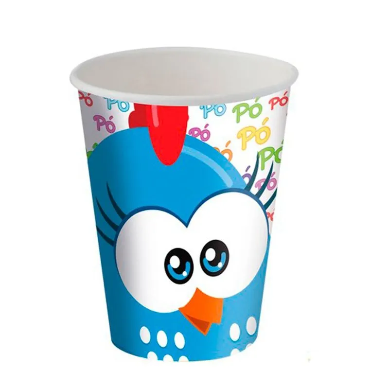 Copos Descartáveis Festa Galinha Pintadinha Pó 200ml 8un