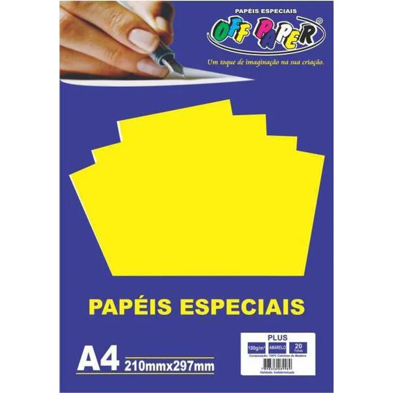 Papel Especial Plus A4 210x297mm - Colorido 180g - 20 Folhas