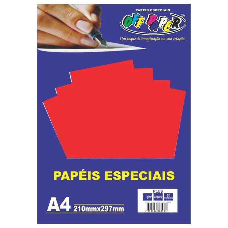 Papéis Especiais Plus A4 210x297mm Vermelho 20f 180g