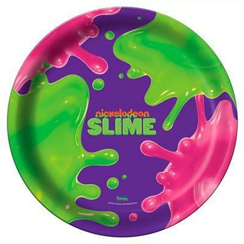 Prato Redondo Slime 18cm Com 8un Festcolor Nickelodeon Festa