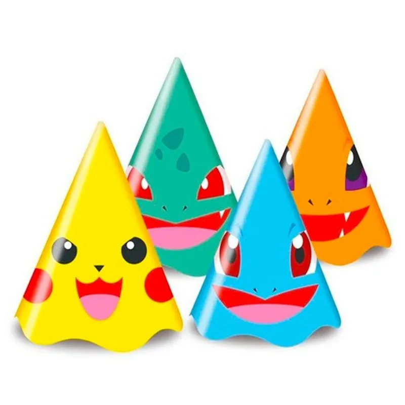 Chapeu Para Aniversario Pocket Monsters 4mod 8un Junco