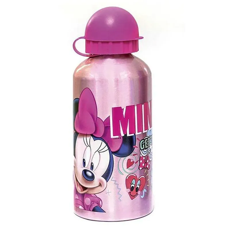 Garrafa 500ml Minnie Mouse Cool Rosa Claro Alumínio
