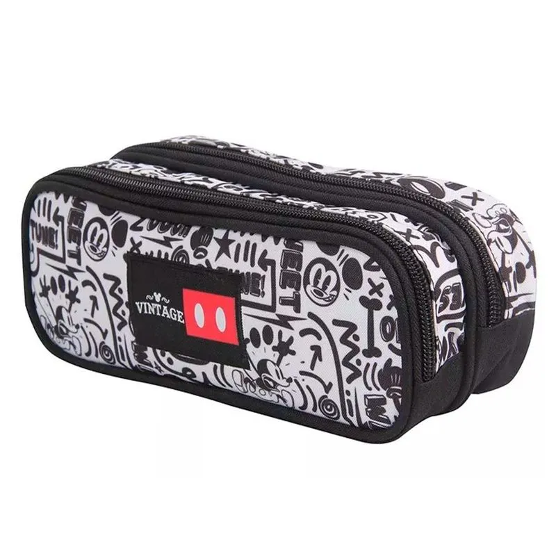 Estojo Duplo Grande Mickey Preto E Branco - Dmw