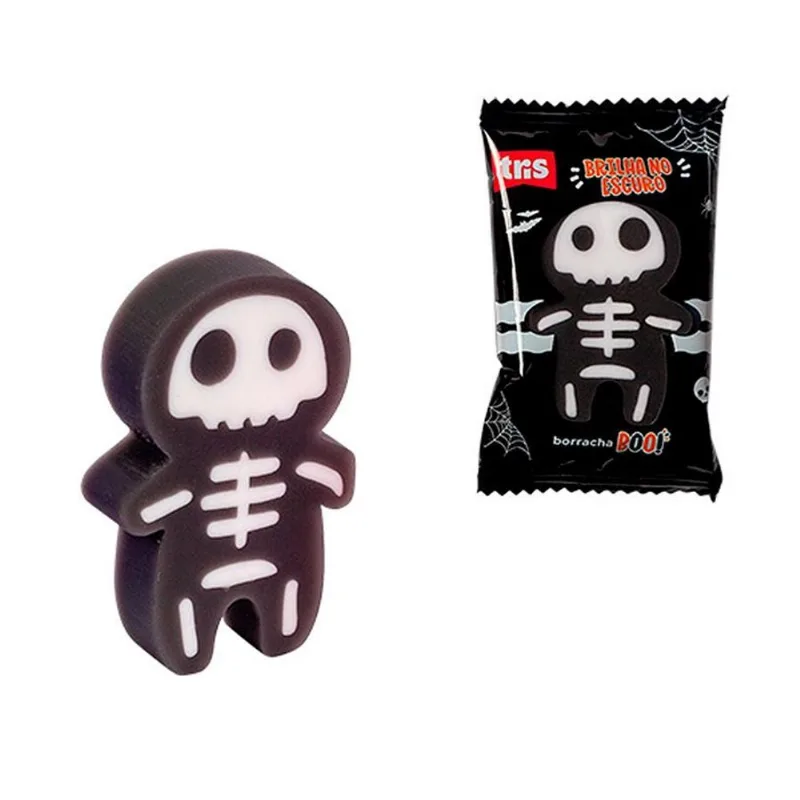 Borracha Escolar Boo Brilha No Escuro - Preto 3x5x1,1cm