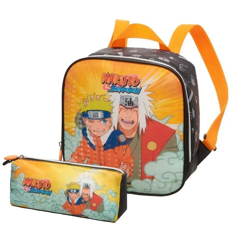 Lancheira Térmica Naruto E Jiraya + Estojo Amarelo