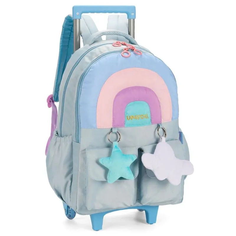 Mochila De Rodinhas Nuvem Azul 48x30x20cm - Poliéster