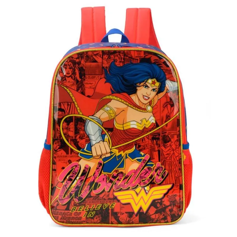 Mochila Wonder Woman Mulher Maravilha Vermelha 40x30x15 Cm