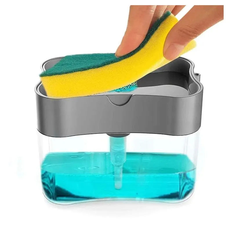 Kit 10 Dispenser Para Detergente E Bucha Com Dosador Preto