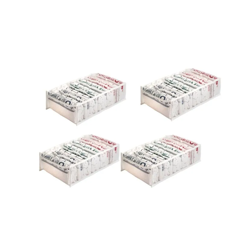 Kit com 4 Organizadores para Panos de Prato com 11 Nichos 10x40x25