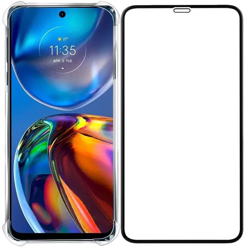 Kit Película 3d Capa Silicone Transparente Para E32 Xt2227