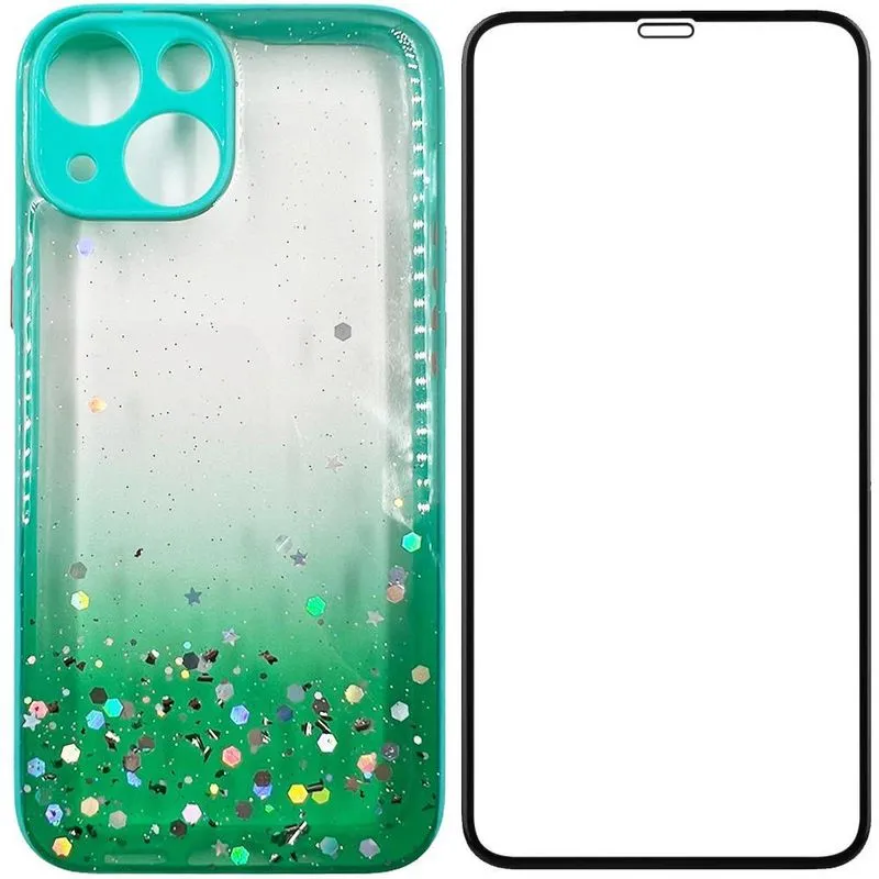 Kit 3d Capa Impacto Luxo Brilho Para Iphone 13 Mini Verde