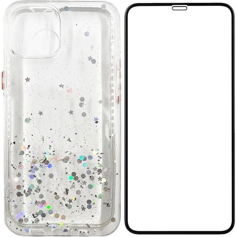 Kit 3d Capa Impacto Luxo Brilho Para Iphone 13 Mini Branco