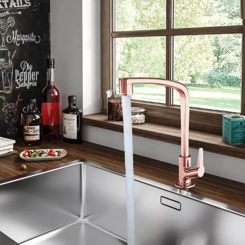 Torneira Cozinha Mesa Bica Movel 1/4V Rosa Gold Lorenzetti