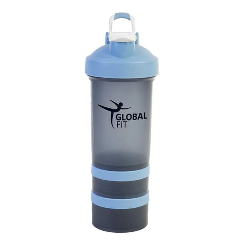 Garrafa Fit Shakeira Coqueteleira 600ml Academia Treino Azul
