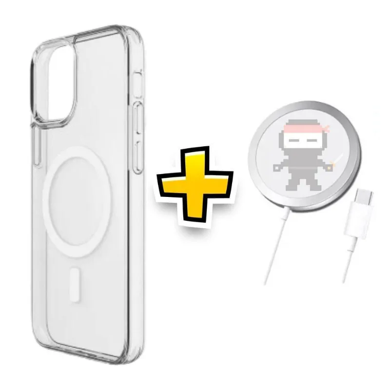 Case Magsafe Para Iphone 13 Pro Max + Cabo De Conexão Indução