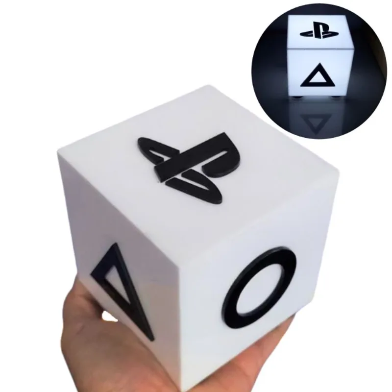 Luminária de Mesa Logo Playstation Branca Presente Gamer