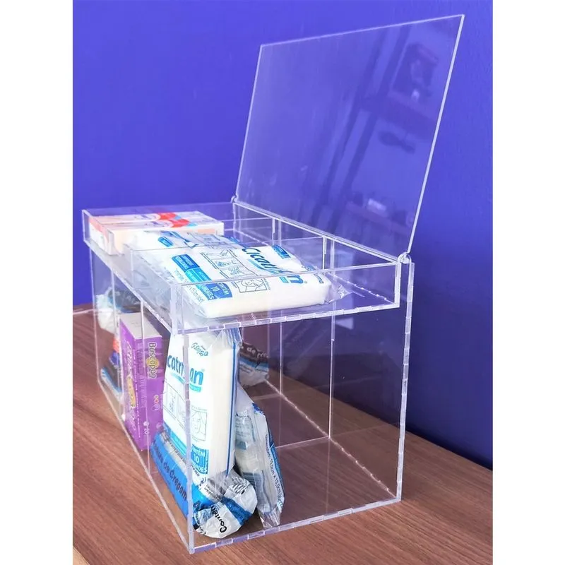 Caixa Organizadora Remedio Medicamentos Em Acrilico 30x15x18