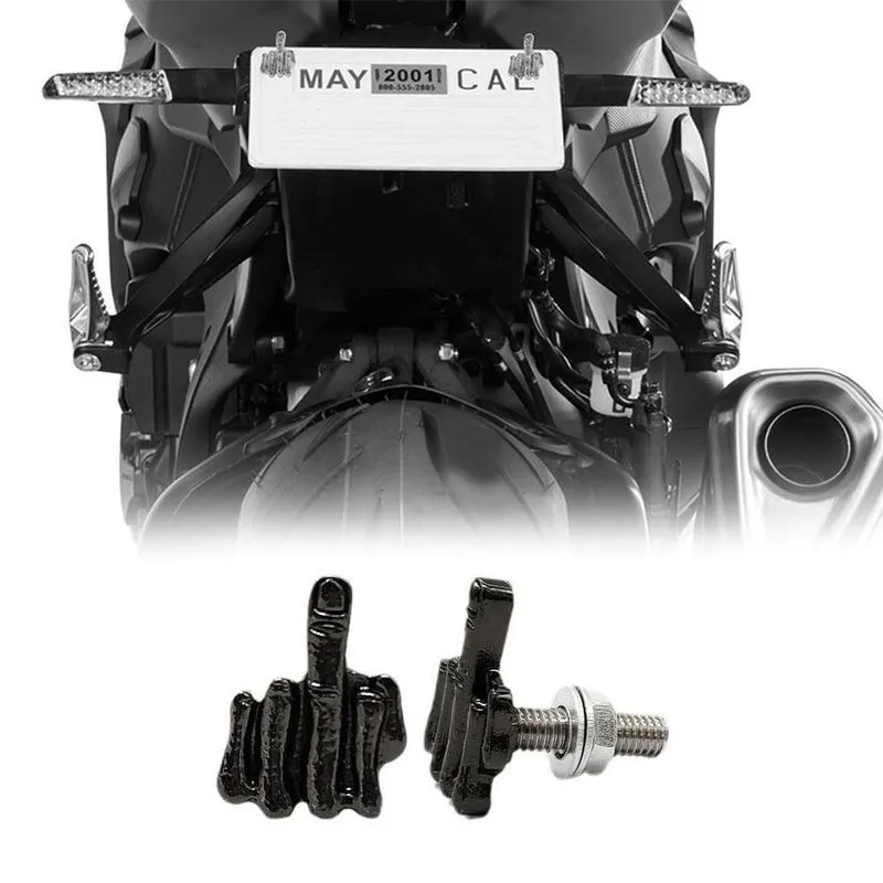 Parafuso Placa Universal Dedo Do Meio Carro Moto Preto Par