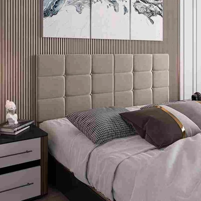 Cabeceira Para Cama Casal Bia1,40 Estofada Suede Bege - Rede Móveis