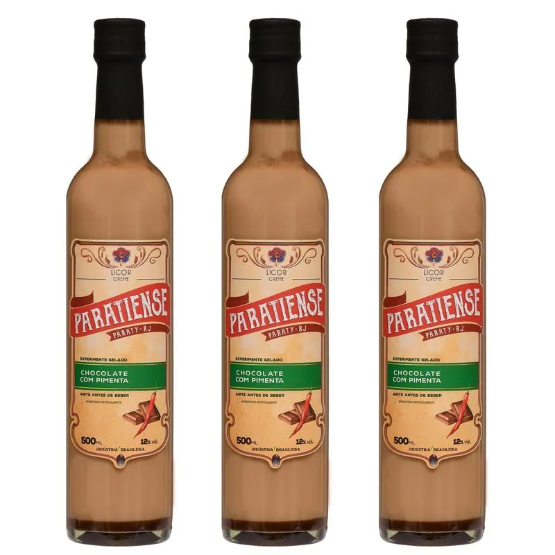 Kit 3 Licores De Chocolate Com Pimenta Paratiense 500 Ml